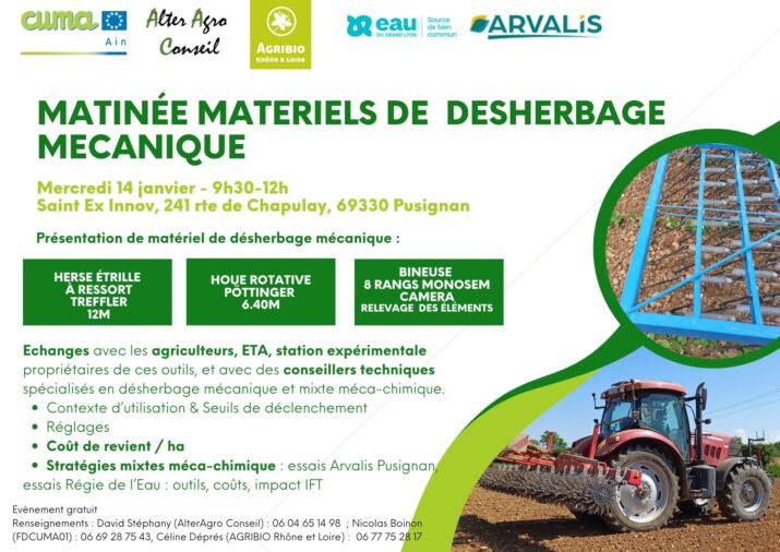flyer matinée outils désherbage mécanique 14 janvier 2026, st ex innov